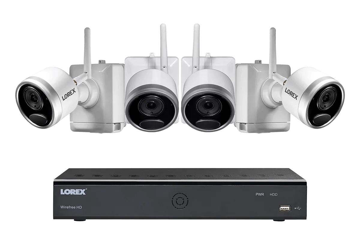 1080p Wire Free Camera System with Four Battery-Powered Cameras, 65ft Night Vision, Two-Way Audio, and a 1TB Hard Drive