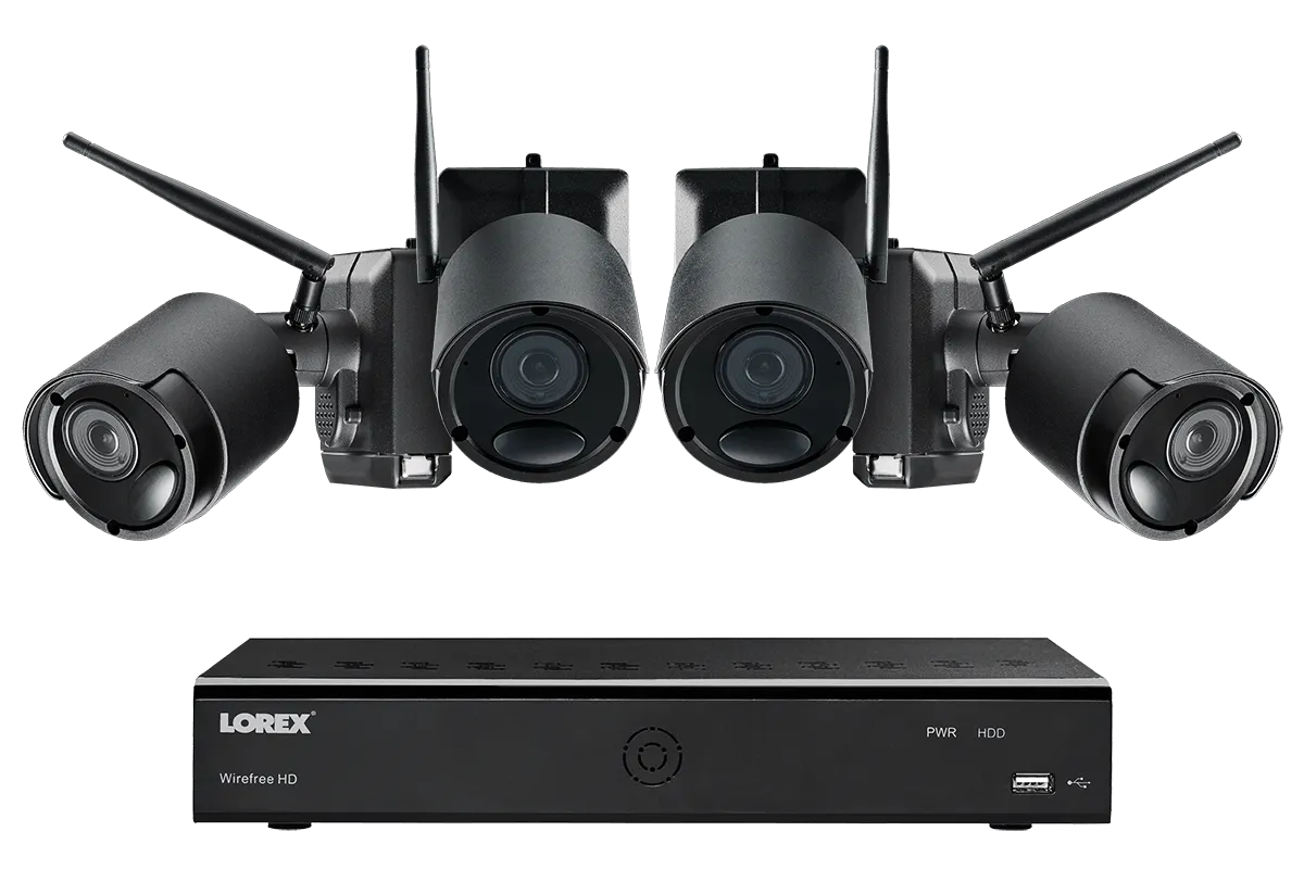 1080p Wire Free Camera System with Four Battery Powered Metal Cameras, 65ft Night Vision, Two-Way Audio, and a 1TB Hard Drive