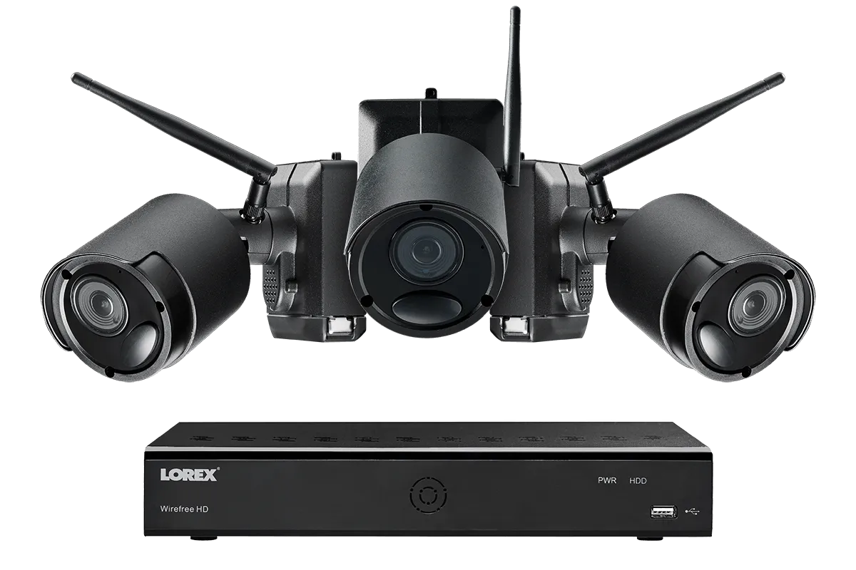 1080p Wire Free Camera System with Three Battery Powered Metal Cameras, 65ft Night Vision, Two-Way Audio, and a 1TB Hard Drive