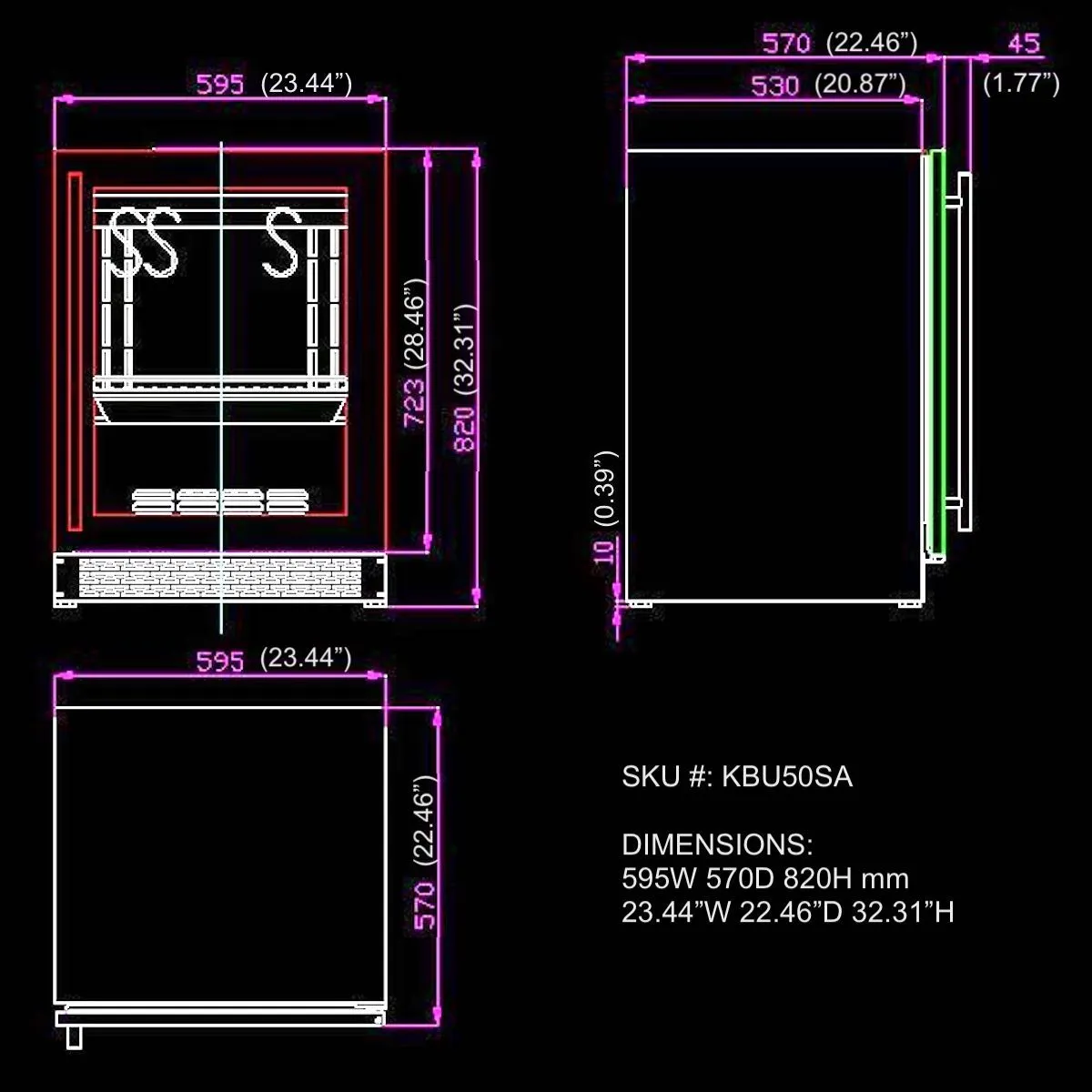 24 Inch Glass Door Under Counter Steak Ager Fridge