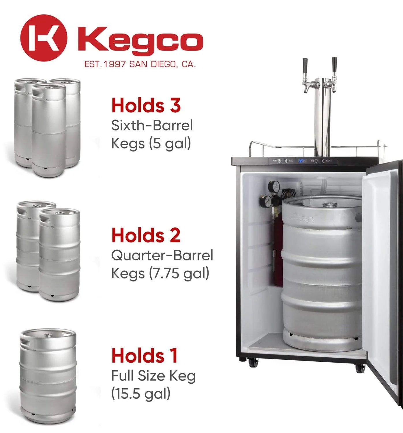 24" Wide Kombucha Tap Stainless Steel Kegerator