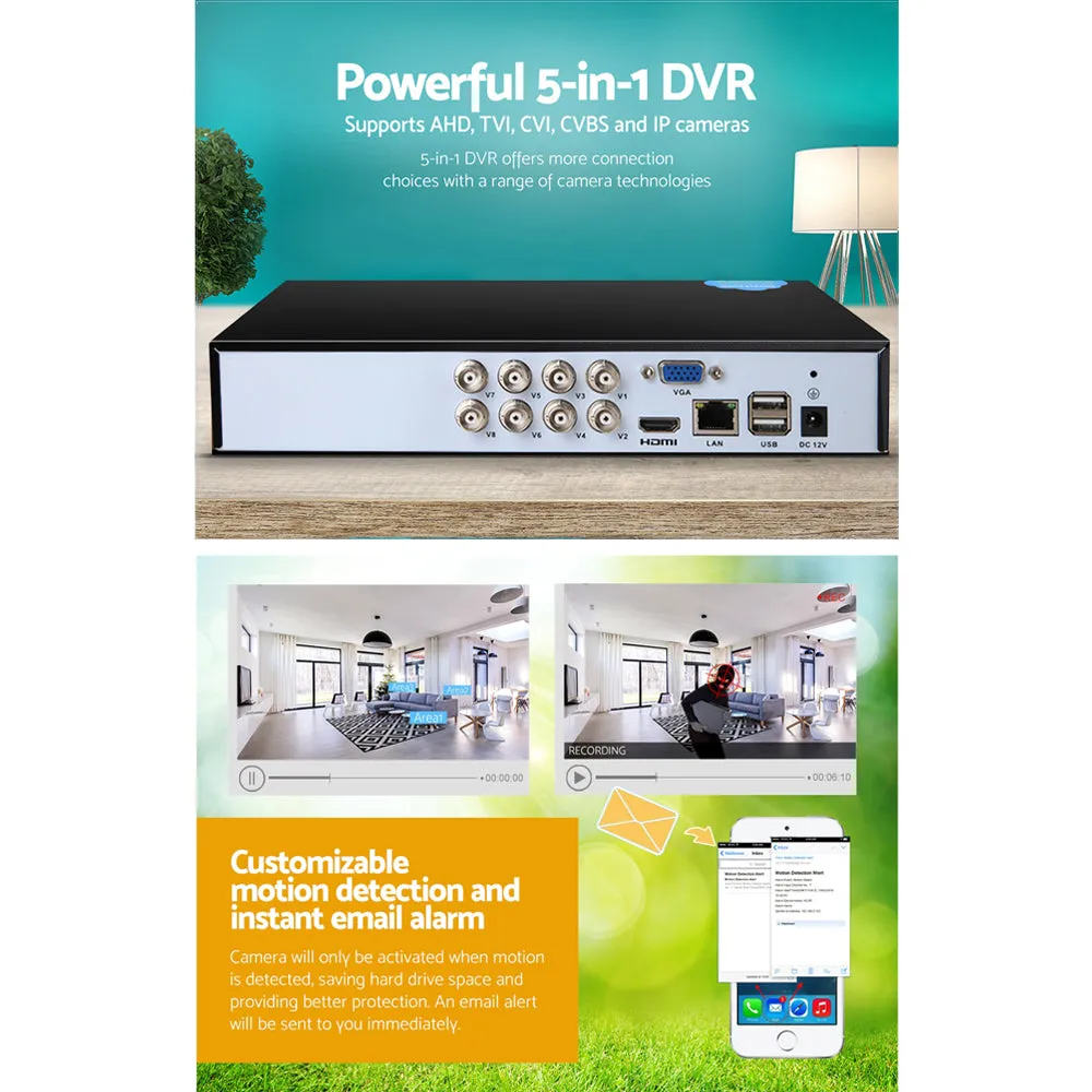 8CH 1080P 5-in-1 CCTV DVR, Remote Access, UL-Tech