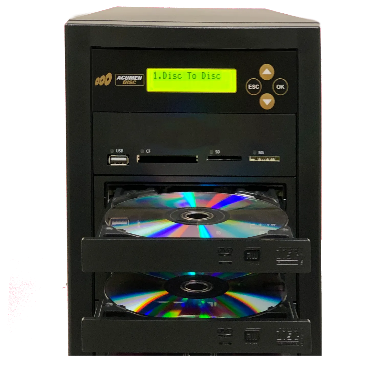 Acumen Disc 1 to 1 DVD Multimedia Backup Duplicator - Flash Media (CF / SD / USB / MMS) to Discs (DVD/CD) Copier Tower System (AD01-MM)