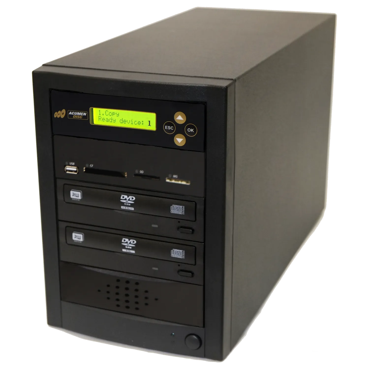 Acumen Disc 1 to 1 DVD Multimedia Backup Duplicator - Flash Media (CF / SD / USB / MMS) to Discs (DVD/CD) Copier Tower System (AD01-MM)