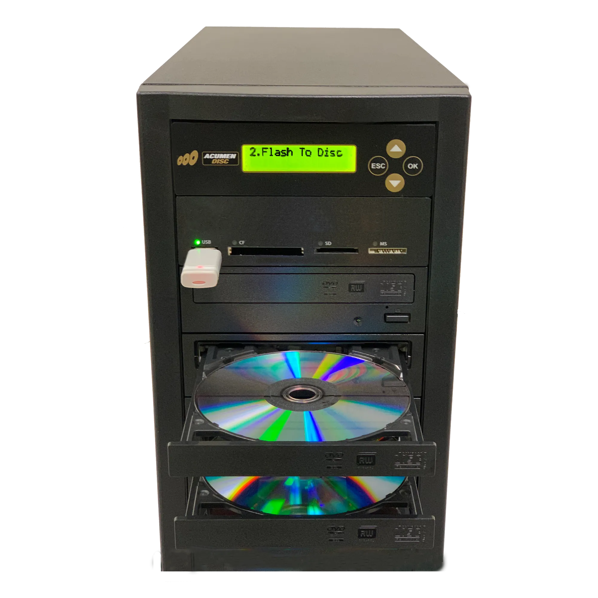 Acumen Disc 1 to 1 DVD Multimedia Backup Duplicator - Flash Media (CF / SD / USB / MMS) to Discs (DVD/CD) Copier Tower System (AD01-MM)