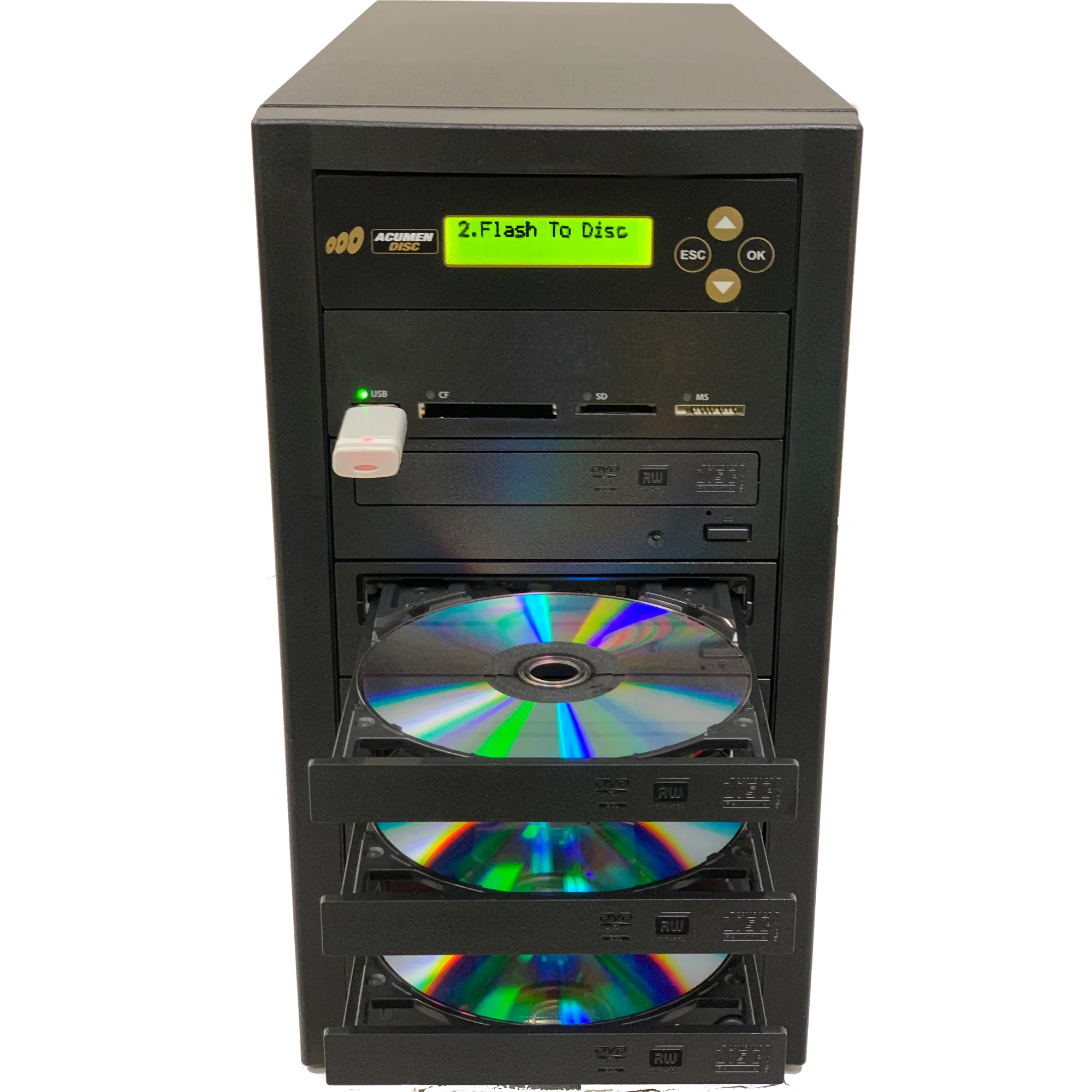 Acumen Disc 1 to 3 Blu-Ray Multimedia Backup Duplicator - Flash Media (CF / SD / USB / MMS) to Multiple Discs (BD/DVD) Copier Tower System (AD03-MMBD)