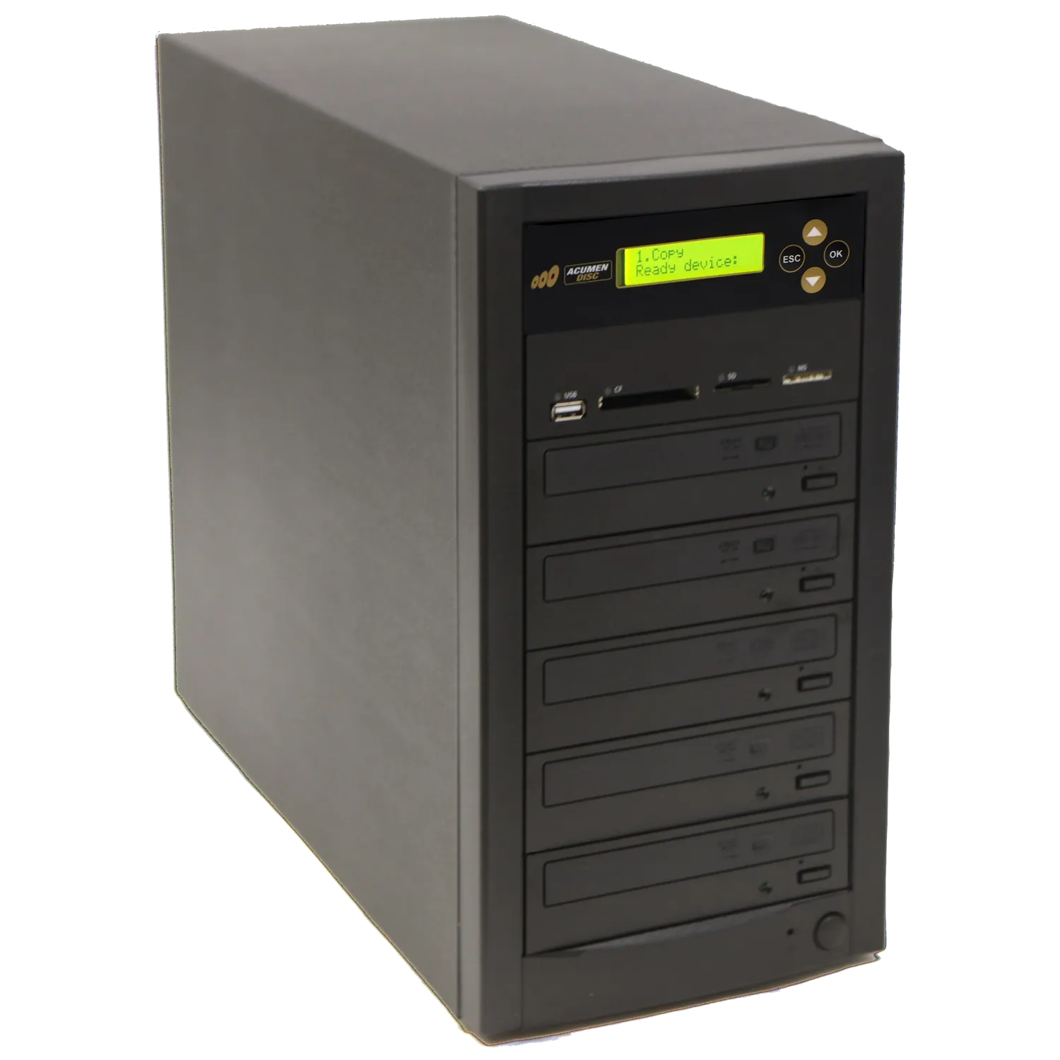 Acumen Disc 1 to 4 DVD Multimedia Backup Duplicator - Flash Media (CF / SD / USB / MMS) to Multiple Discs (DVD/CD) Copier Tower System (AD04-MM)