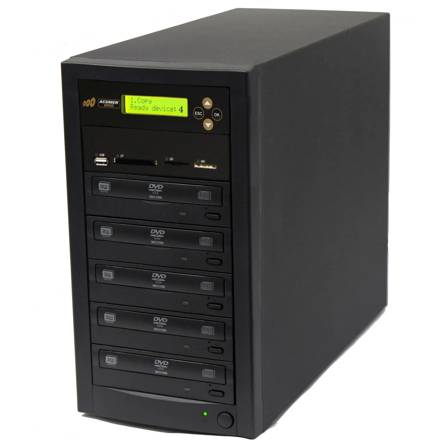 Acumen Disc 1 to 4 DVD Multimedia Backup Duplicator - Flash Media (CF / SD / USB / MMS) to Multiple Discs (DVD/CD) Copier Tower System (AD04-MM)