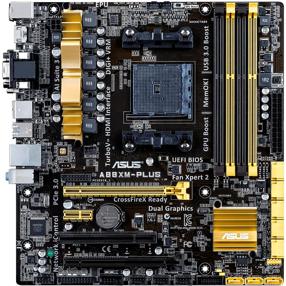 ASUS A88XM-PLUS AMD motherboard A88X Socket FM2  micro ATX hdmi dvi usb3.0