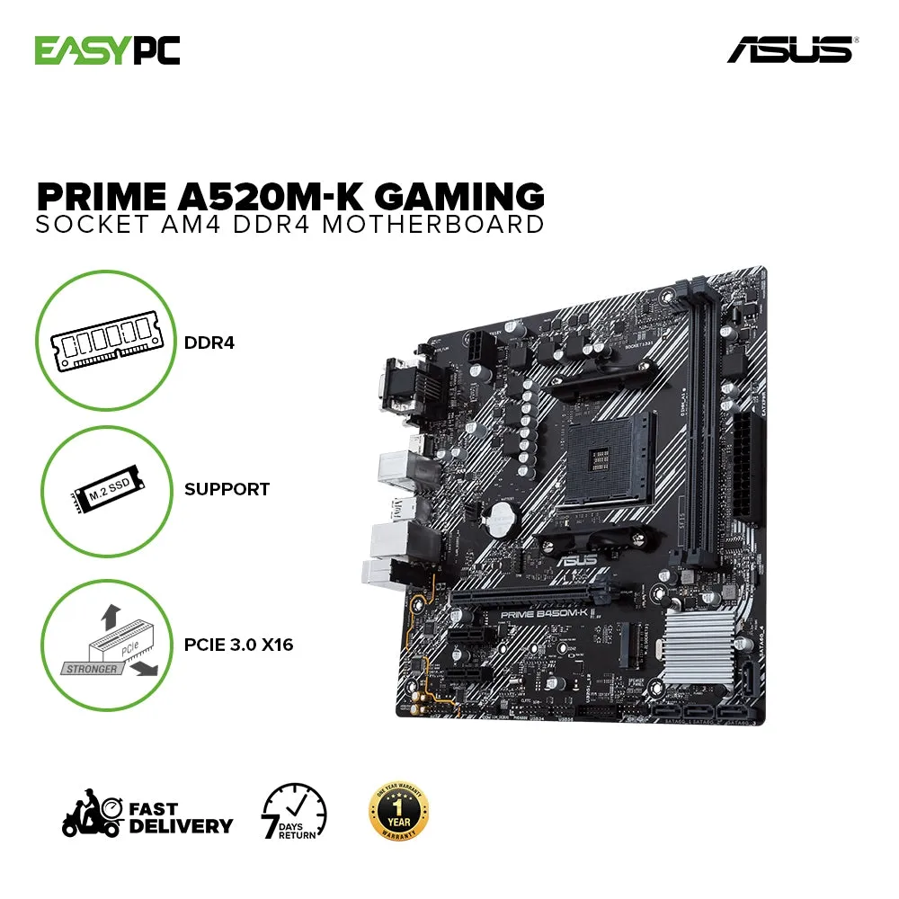 Asus Prime A520M-K Socket AM4 Ddr4Gaming Motherboard