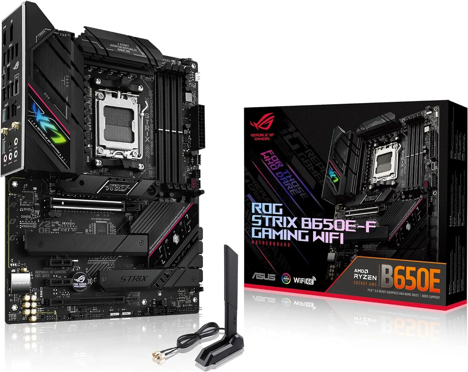 Asus Rog Strix B650E-F Gaming WiFi ATX Motherboard, AMD AM5, DDR5, PCIe 5.0, Aura Sync RGB