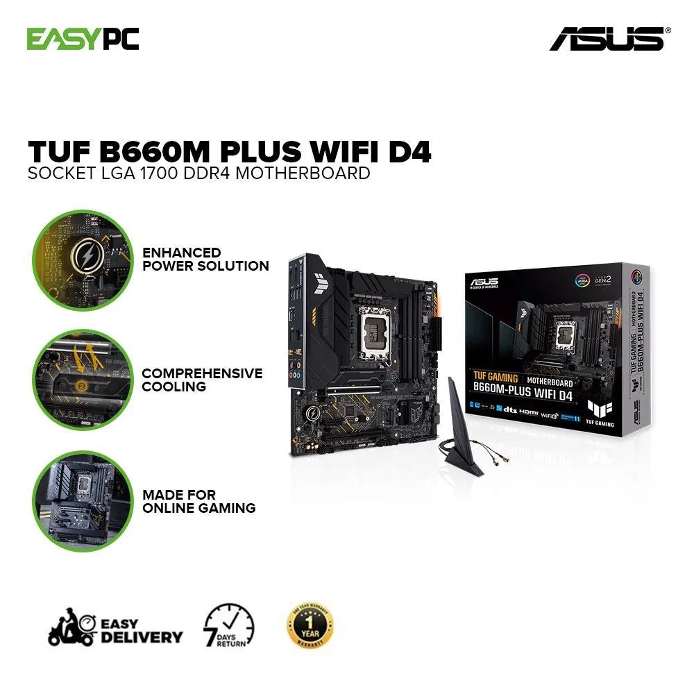 Asus TUF B660M Plus WiFi D4 Socket LGA 1700 Ddr4 Motherboard