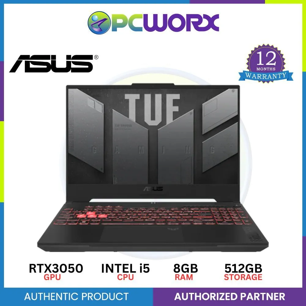 Asus TUF GAMING F15 15.6In 144HZ Core i5-12500H 8GB RAM 512GB SSD NVIDIA RTX3050 4GB Win11