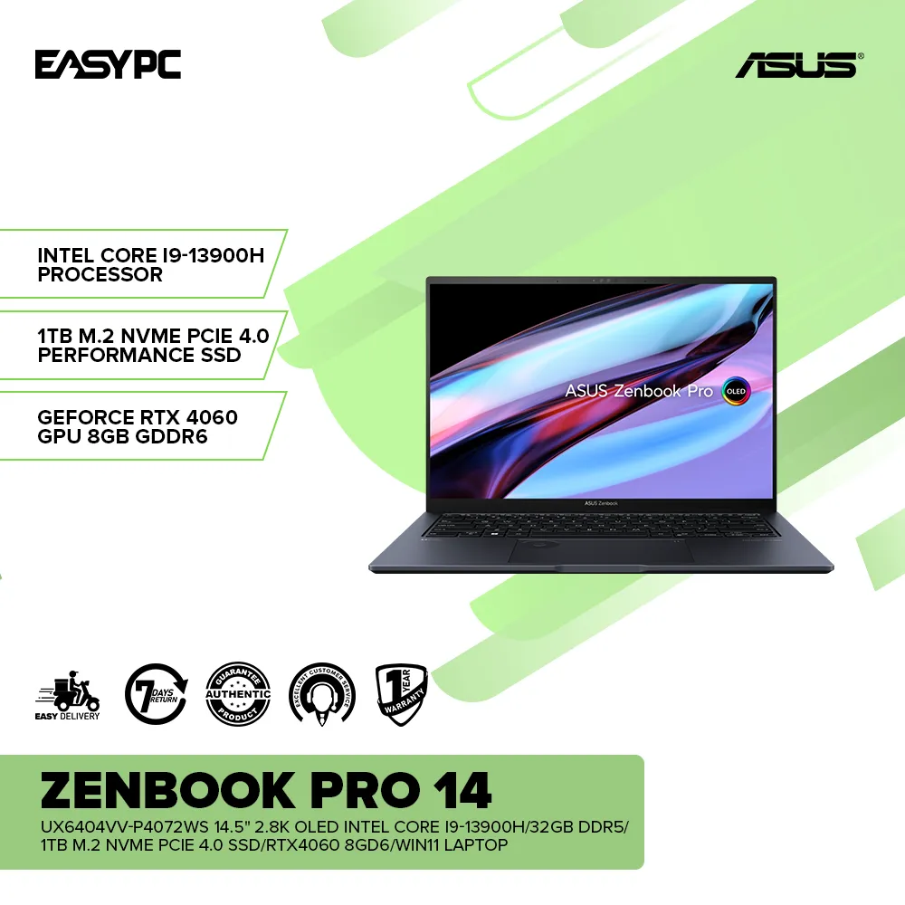 ASUS ZENBOOK PRO 14 14.5" 2.8K OLED Intel Core i9-13900H/32GB DDR5/1TB SSD/RTX4060 8GD6/Win11 Laptop