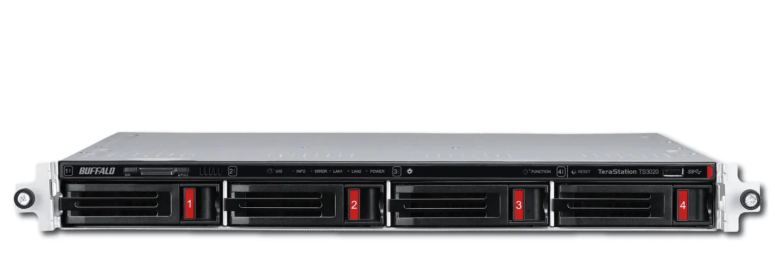 Buffalo TeraStation 3420RN 4TB 4-Bay Rackmount NAS, Alpine AL214, 1.4GHz, 1GB RAM, 3xUSB 3.0 - TS3420RN0402