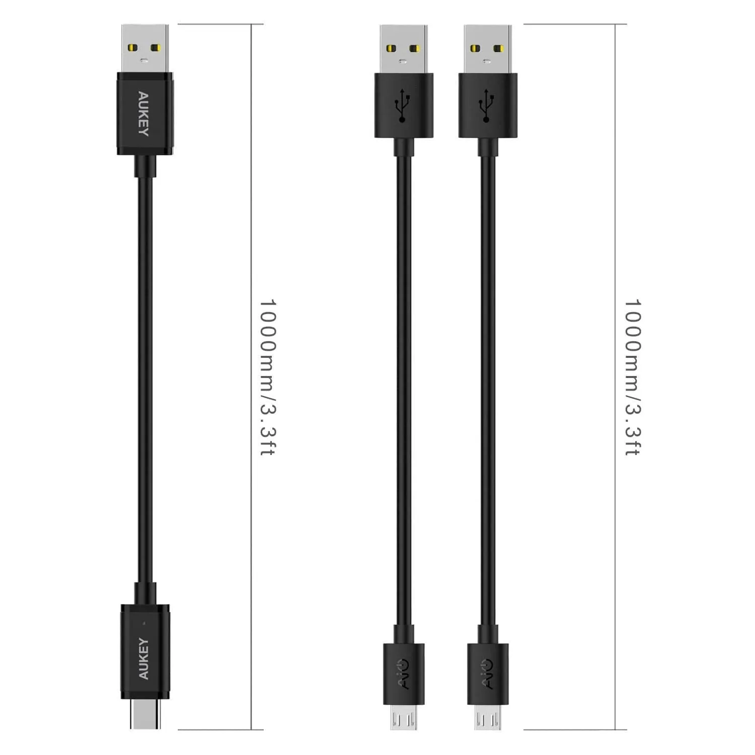 CB-TD1 USB 2.0 A TO USB C   Micro USB Qualcomm Quick Charge Cable (3 Pack)