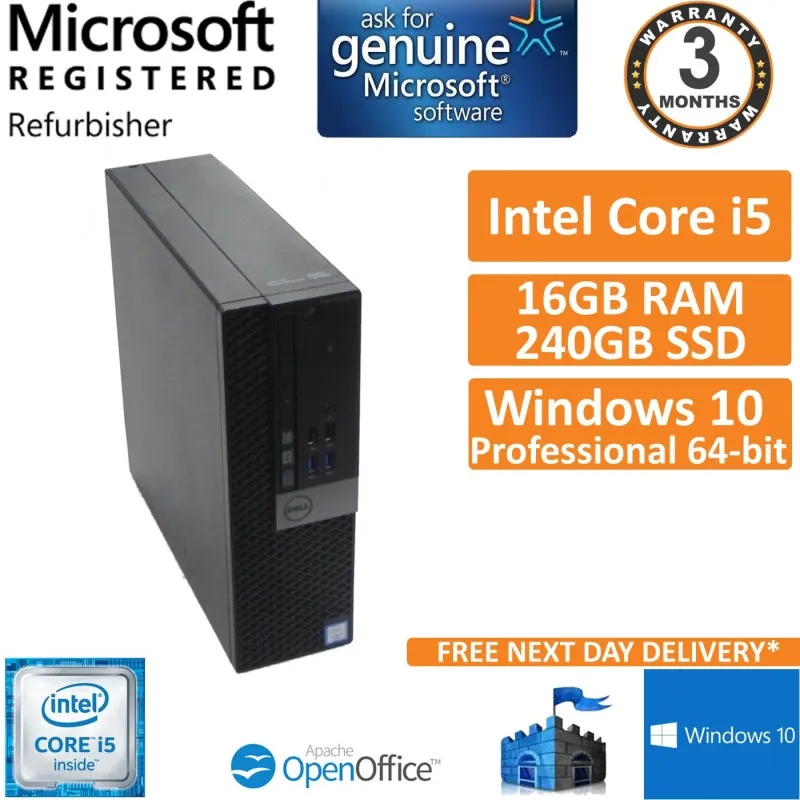 Dell OptiPlex 3040 (SFF) Desktop | Intel i5-6500 (6th Gen) Quad-Core @ 3.20 GHz, 16GB RAM, 256GB SSD, Intel HD 530 Graphics, USB3.0 & more, Includes Wi-Fi, Keyboard & Mouse | Low Budget Gaming Small Form Factor (SFF) - Windows 10 Pro x64bit, Warranty