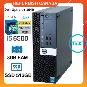 Dell OptiPlex 3040 (SFF) | Intel i5-6500 (6th Gen) Quad-Core @ 3.20 GHz, 8GB RAM, 512GB SSD, Intel HD 530 Graphics, Wi-Fi, Keyboard & Mouse | Windows 10 Pro x64bit, Small Form Factor Desktop, 1 Year Warranty