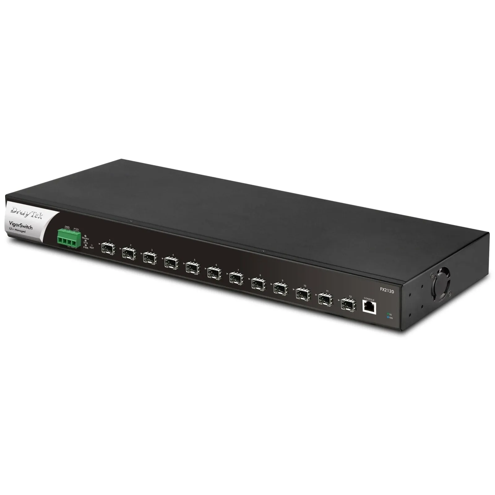 DrayTek FX2120 VigorSwitch 12-Port Layer 2  Managed Rackmount 10-Gigabit SFP  Switch