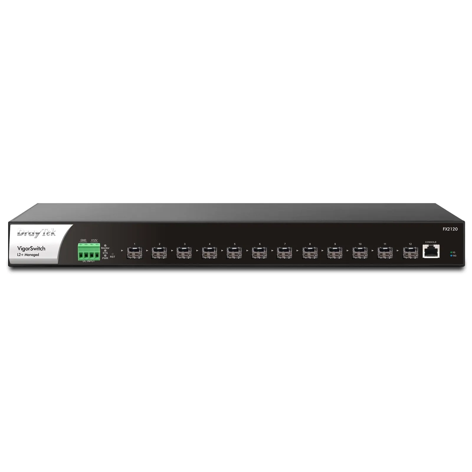 DrayTek FX2120 VigorSwitch 12-Port Layer 2  Managed Rackmount 10-Gigabit SFP  Switch