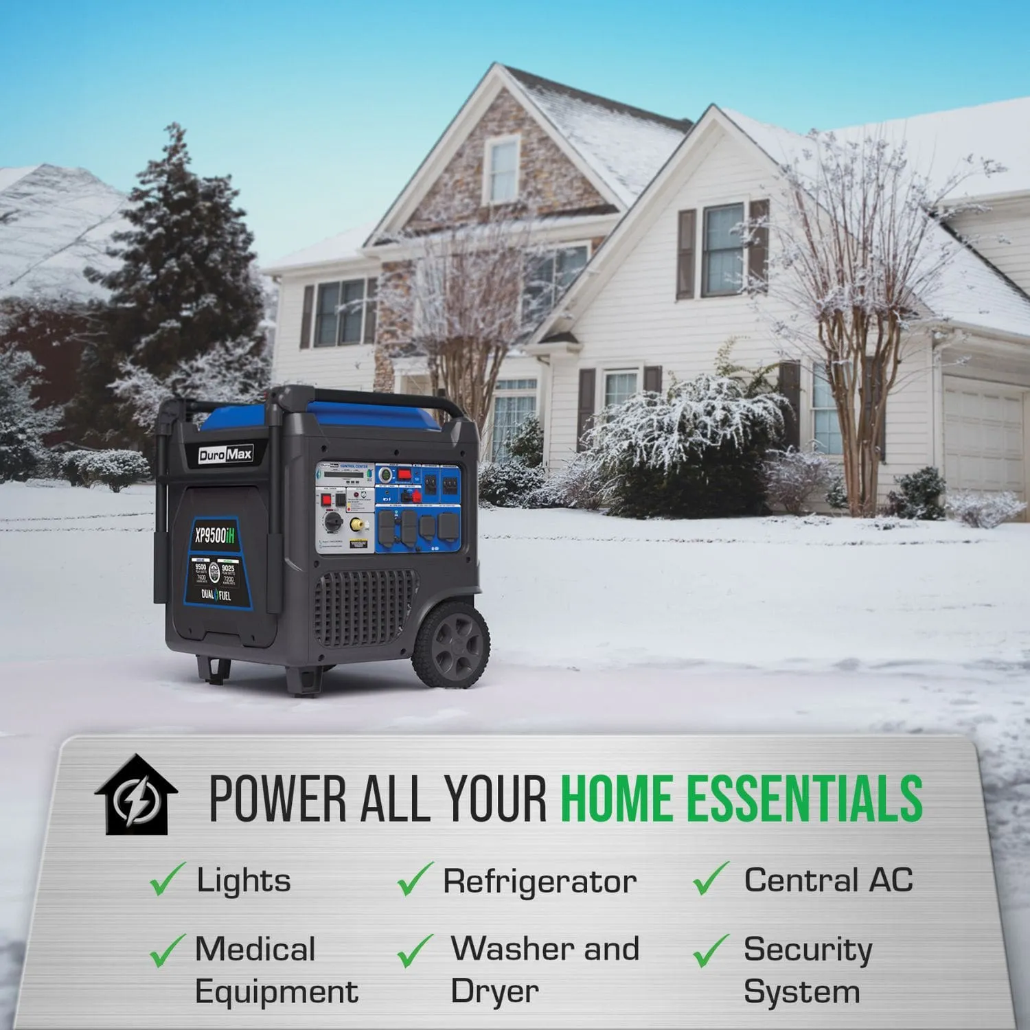 DuroMax XP9500iH Portable Dual Fuel Inverter Generator w/ CO Alert | 9500 Watts