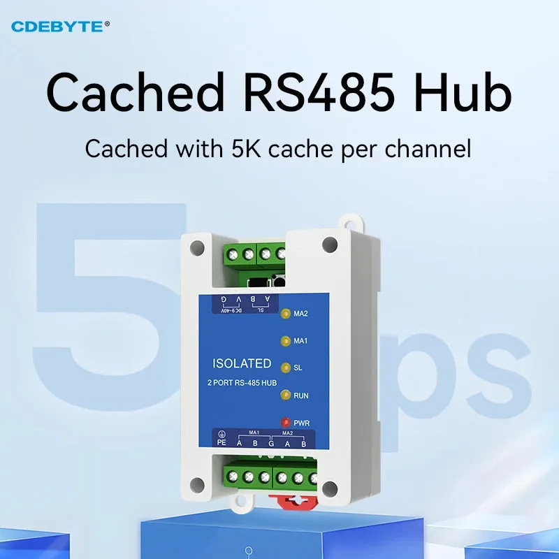 EBYTE E810-R21 Industrial 2way Cache Type RS485 to 1way RS485 Hub DC 9~40V Optical Isolation Multi to one Hub  ESD Protection