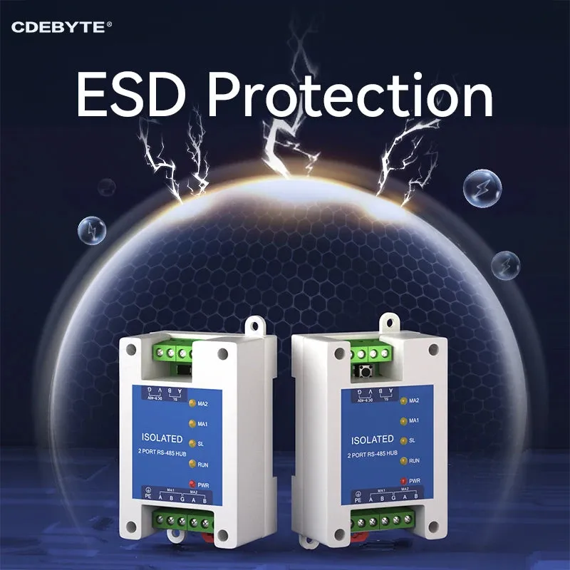 EBYTE E810-R21 Industrial 2way Cache Type RS485 to 1way RS485 Hub DC 9~40V Optical Isolation Multi to one Hub  ESD Protection