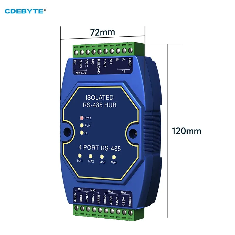 EBYTE E810-R41 RS485 Hub Industrial Grade 4-way RS485 to 1-way RS485 DC 9~40V Optical Isolation Cached RS485 Isolated Hubs