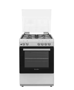 Elba Essential 60cm 4 Burner Gas Stove With Gas Oven - Silver