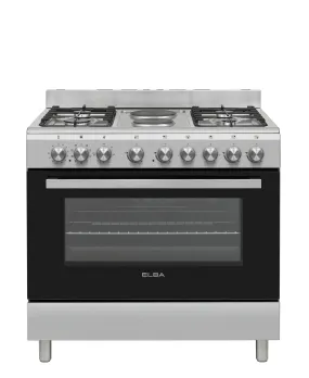 Elba Essential 90cm 4 Burner Gas/Electric Stove & Oven - Silver