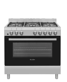 Elba Essential 90cm 5 Burner Gas Stove & Gas Oven - Silver