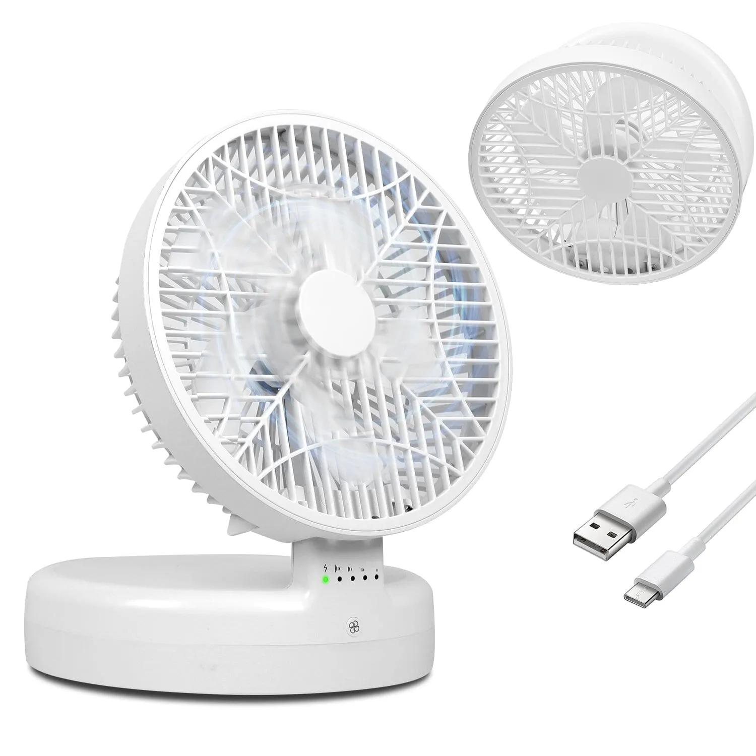 Foldable Desk Fan with 4 Wind Speeds Type-C Rechargeable Wall-Mounted