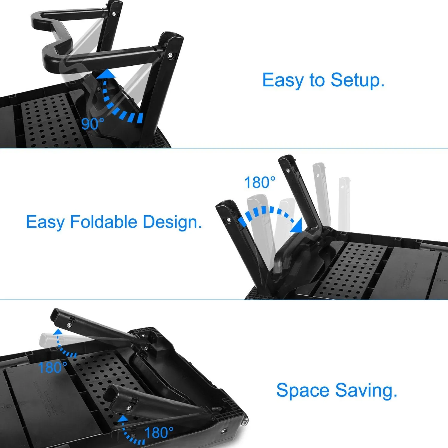 Foldable Laptop Table Bed Notebook Desk with Cooling Fan Mouse Board