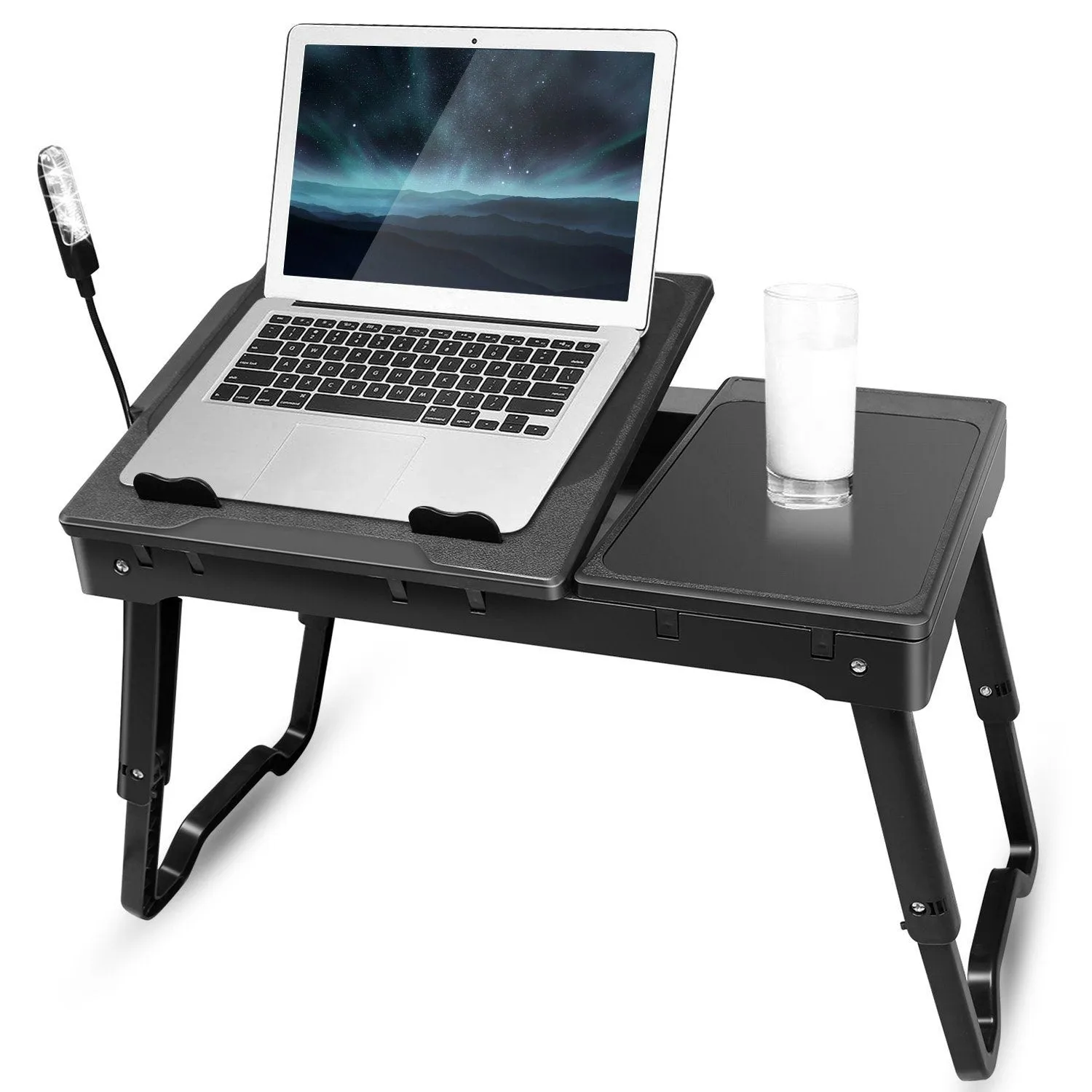 Foldable Laptop Table Bed Notebook Desk with Cooling Fan Mouse Board