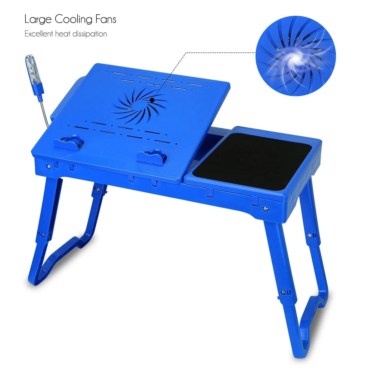 Foldable Laptop Table Bed Notebook Desk with Cooling Fan Mouse Board