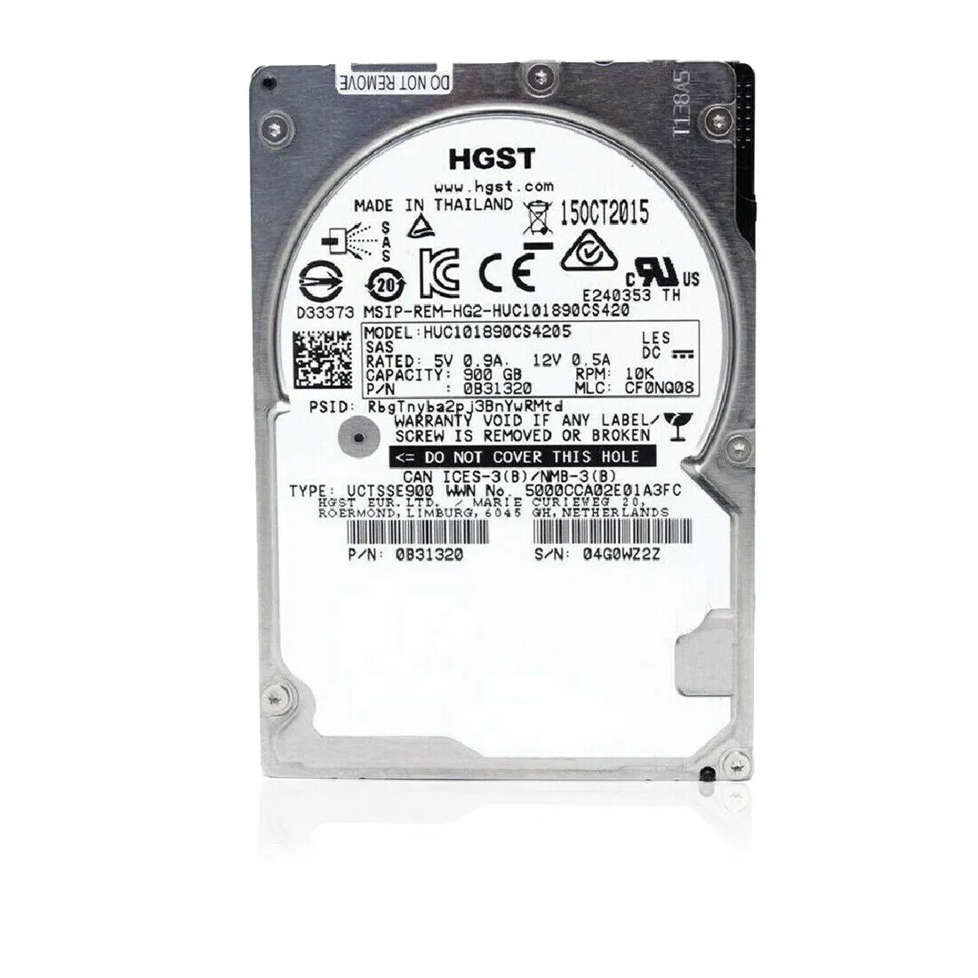 HGST (SAS) 2.5" Internal Hard Drive 900GB 10Krpm 12Gbs 0B31320 HUC101890CS4205