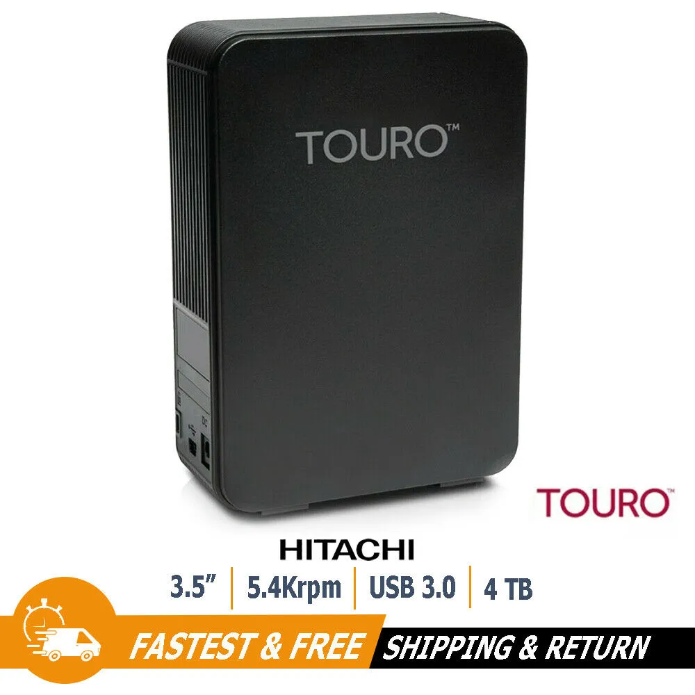 Hitachi Touro Desk DX3 4TB Portable External Hard Drive USB 3.0 for PC, 0S03584