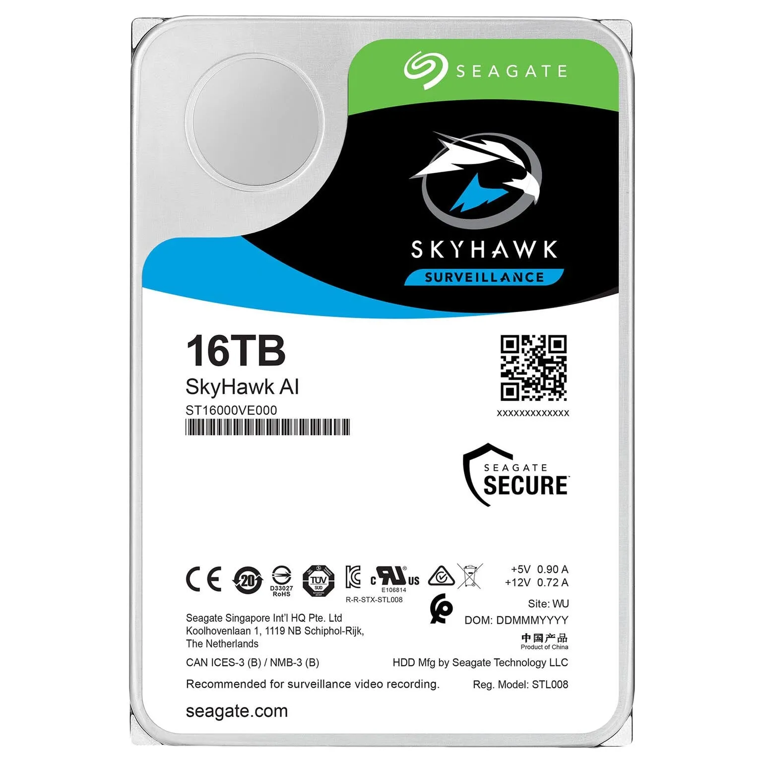 Internal hard drive Seagate SkyHawk Surveillance, ST16000VE002, 16 TB