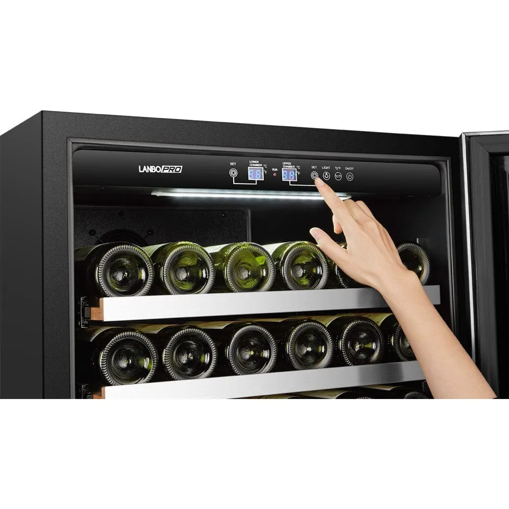 Lanbo 153 Bottles Dual Zone Stainless Steel Wine Coolers LP168D