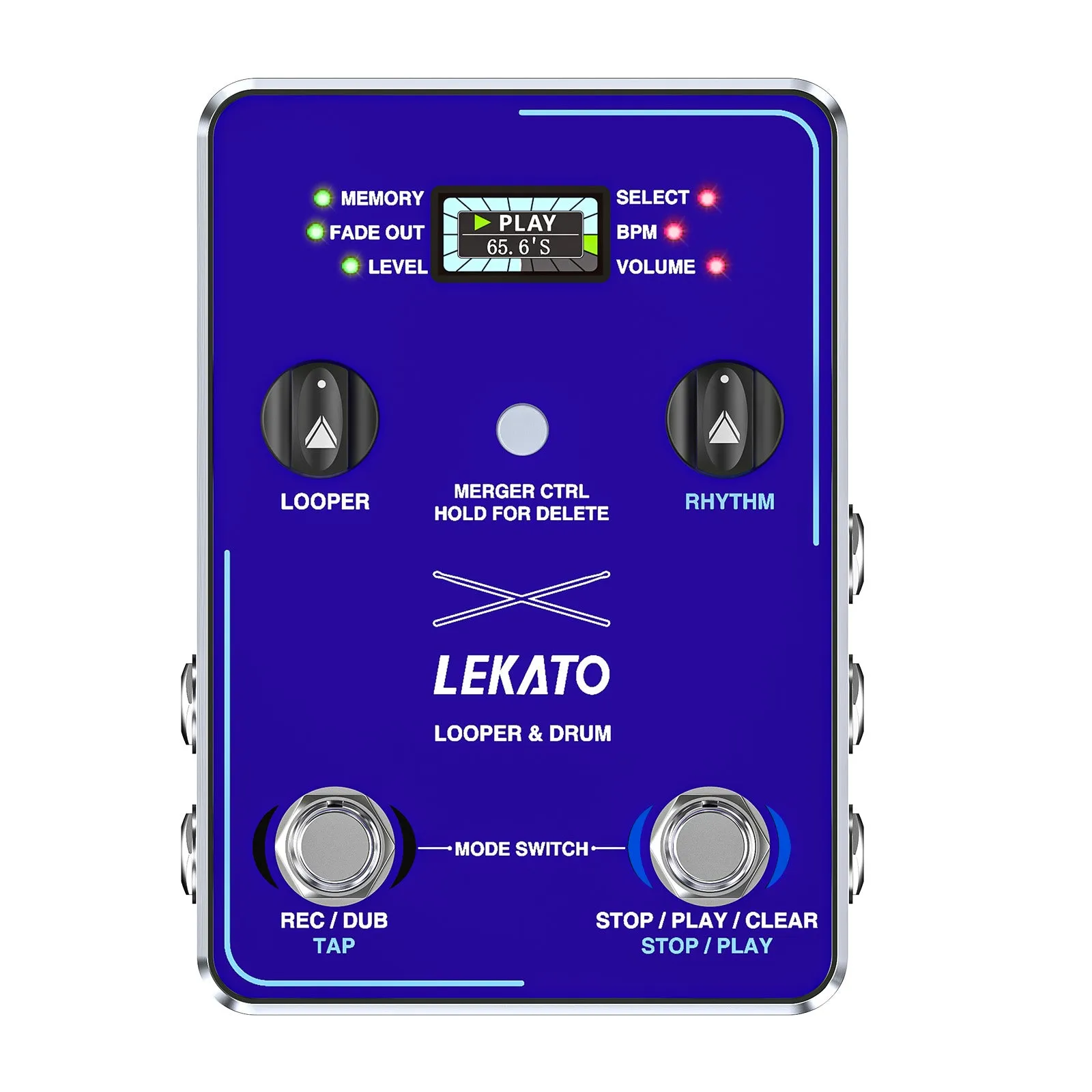 LEKATO Drum 2 IN 1 Looper Guitar Effects Loop Pedal(Only US&AU)