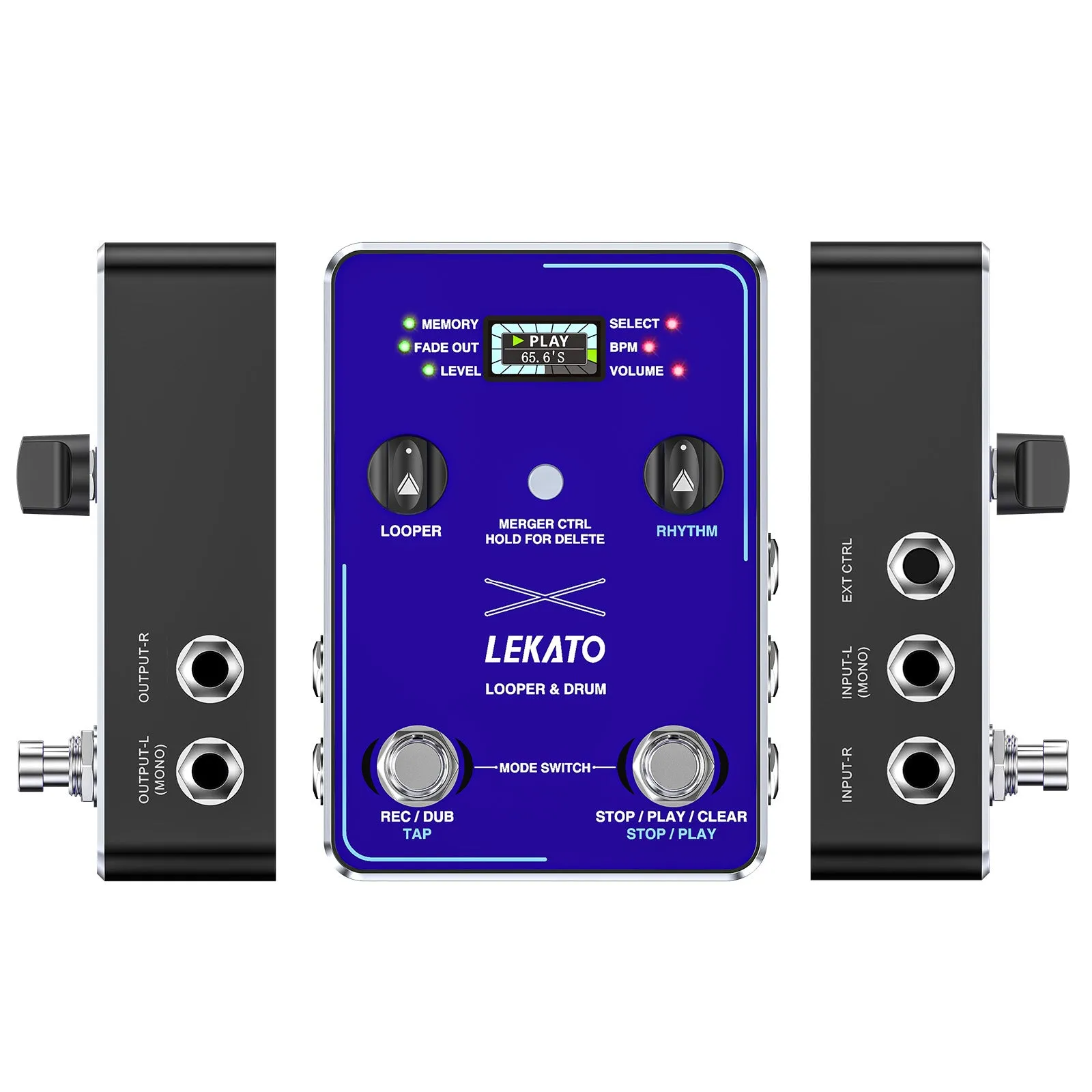 LEKATO Drum 2 IN 1 Looper Guitar Effects Loop Pedal(Only US&AU)