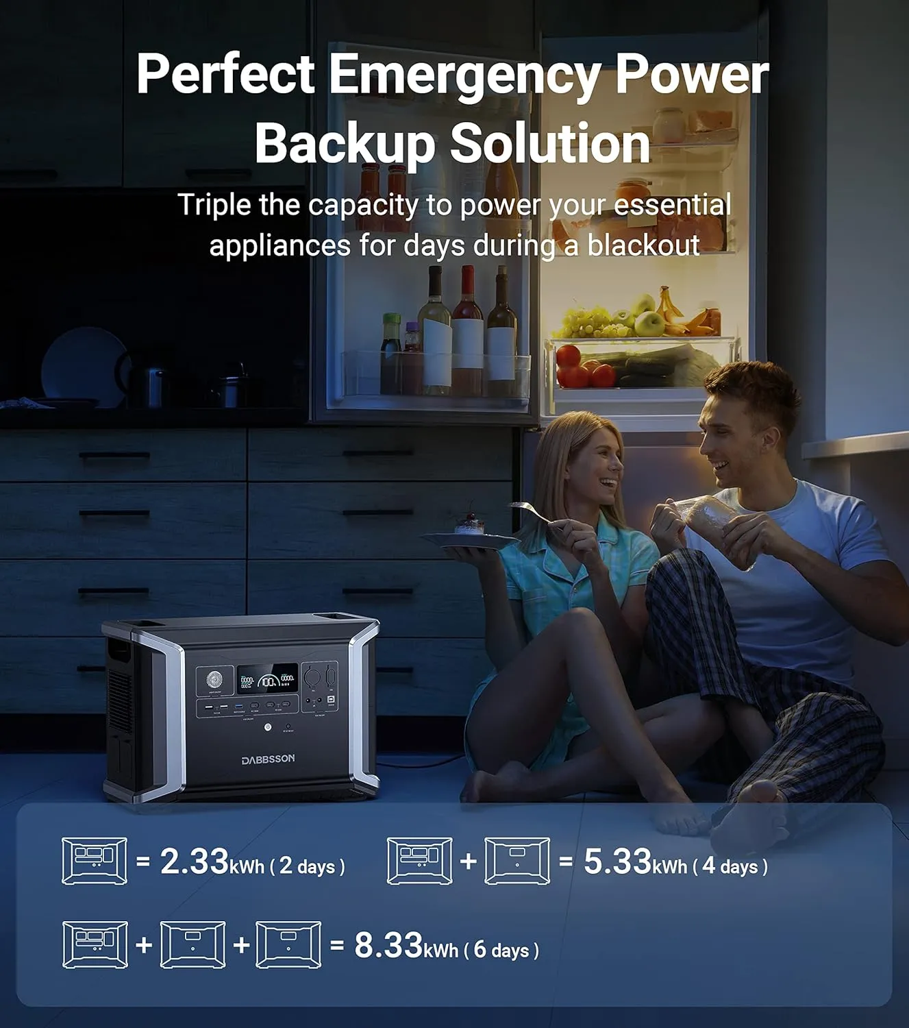 Portable Power Station, Battery Backup with 5 AC Outlets, Max 8330Wh, Ideal for Camping, Home, and RV Use