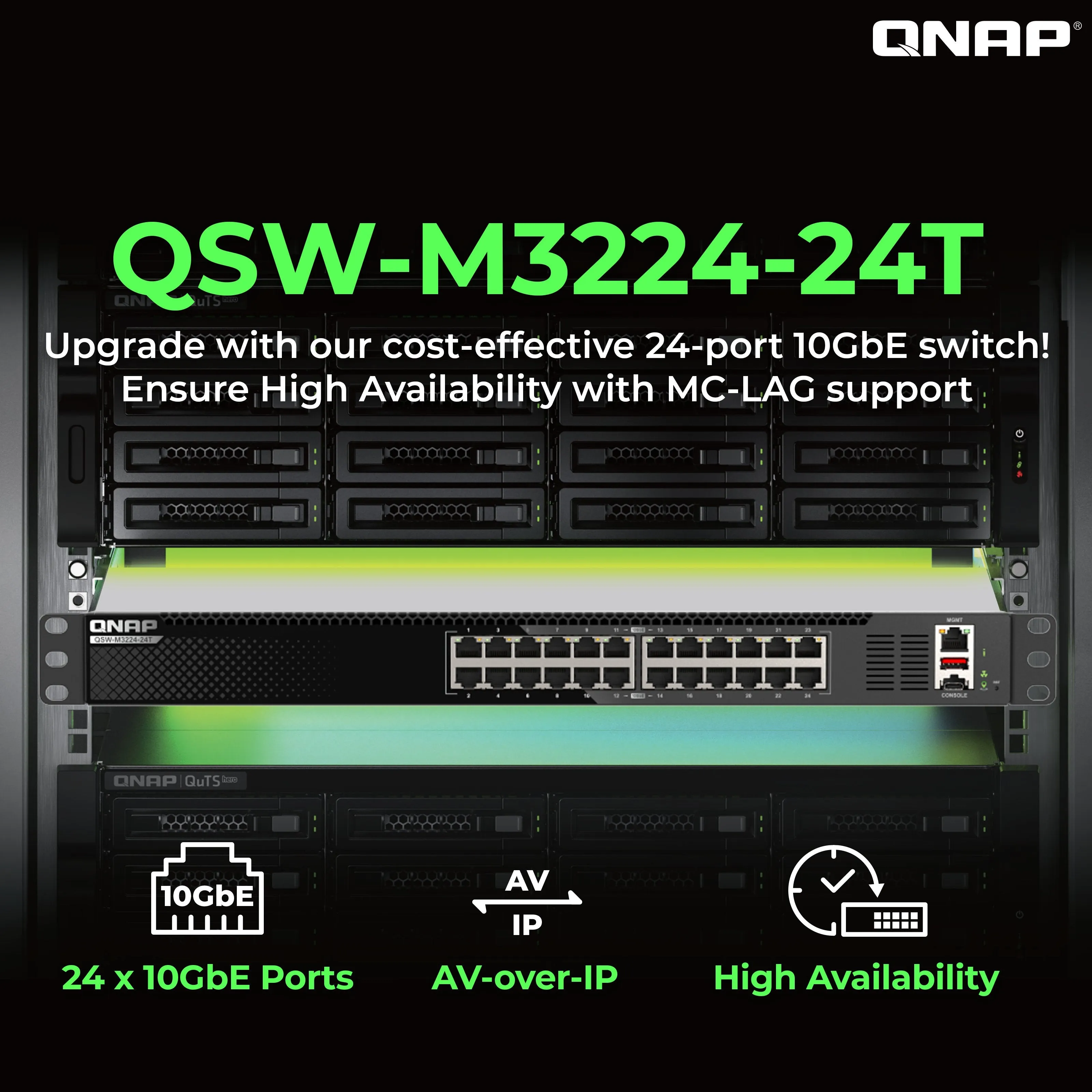 QNAP QSW-M3224-24T 24-Port 10GbE Network Switch