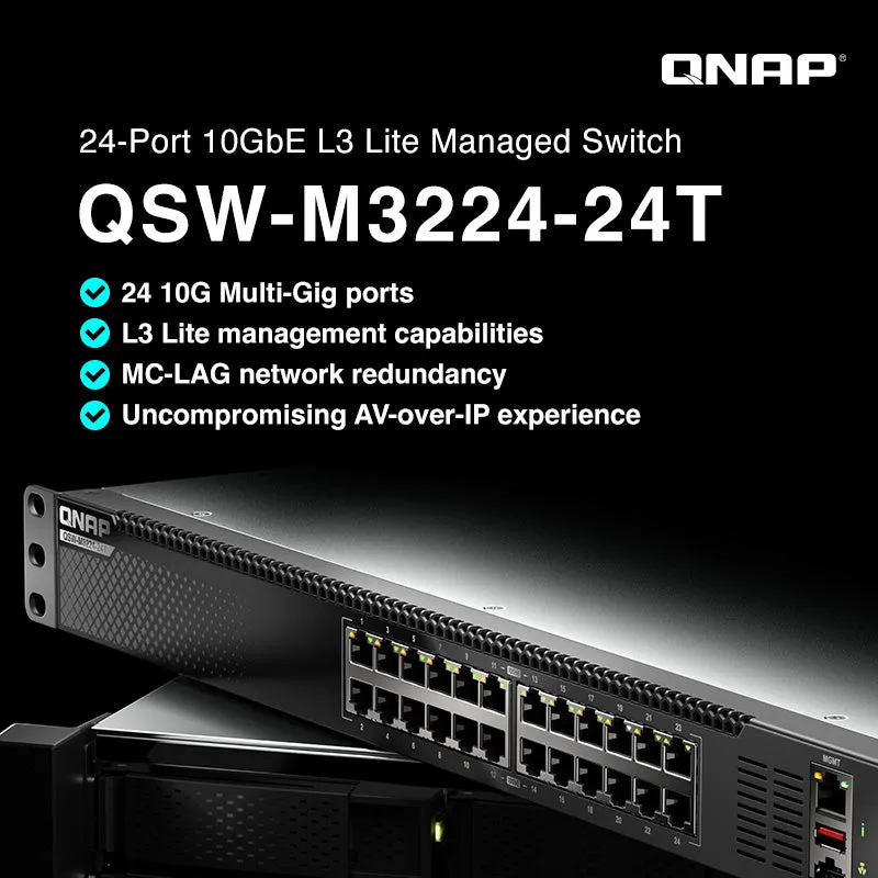 QNAP QSW-M3224-24T 24-Port 10GbE Network Switch