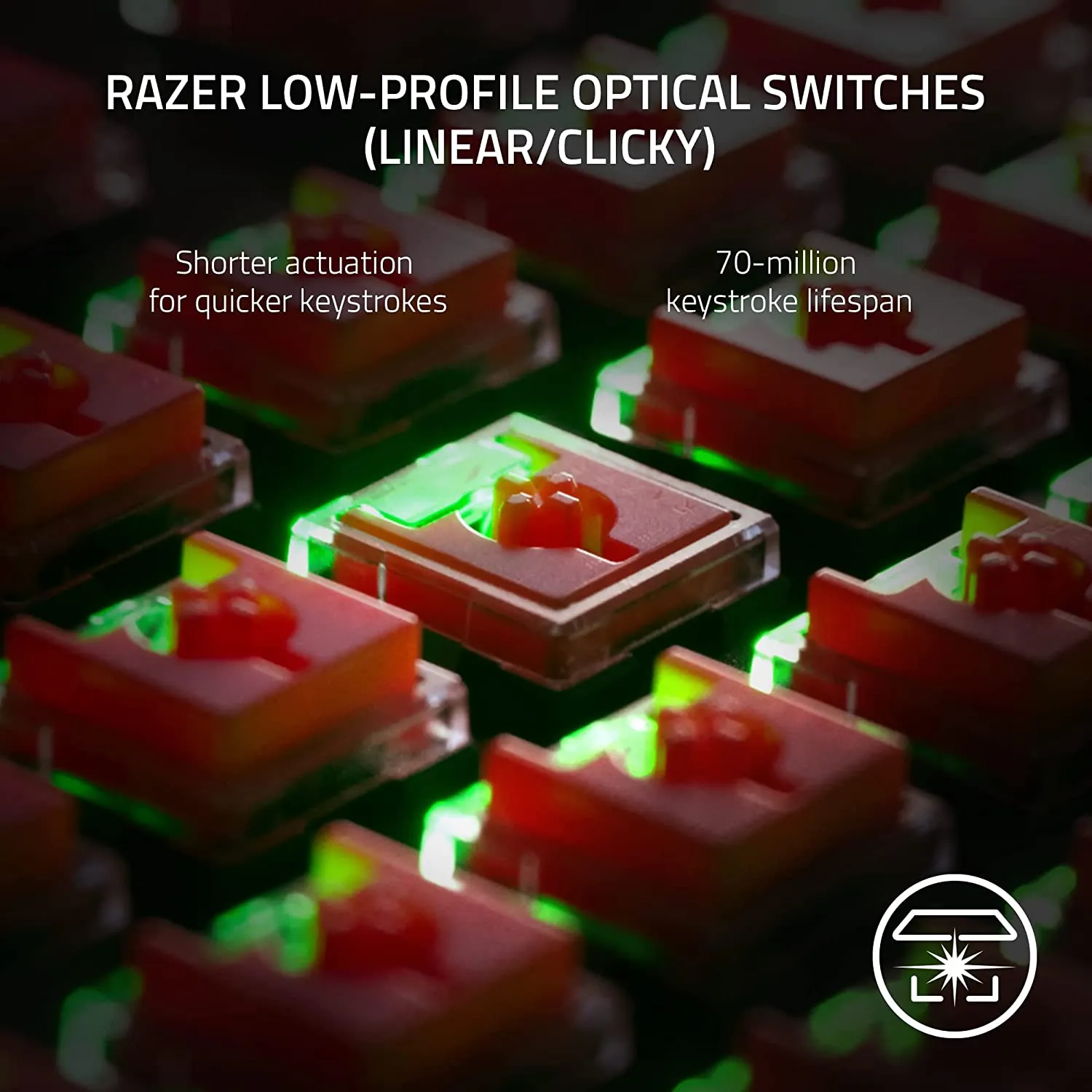 Razer DeathStakler Ve Pro Wireless Gaming Keyboard Low Profile Red Linear Switches, Hyperspeed Wireless, Bluetooth, RGB, Black