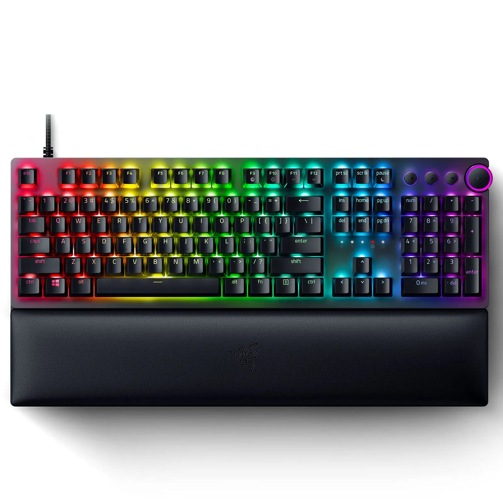 Razer Huntsman V2 Optical Gaming Keyboard: Fastest Linear Optical Switches Gen-2 w/ Sound Dampeners & 8000Hz Polling Rate - Doubleshot PBT Keycaps - Dedicated Media Keys & Dial - Ergonomic Wrist Rest