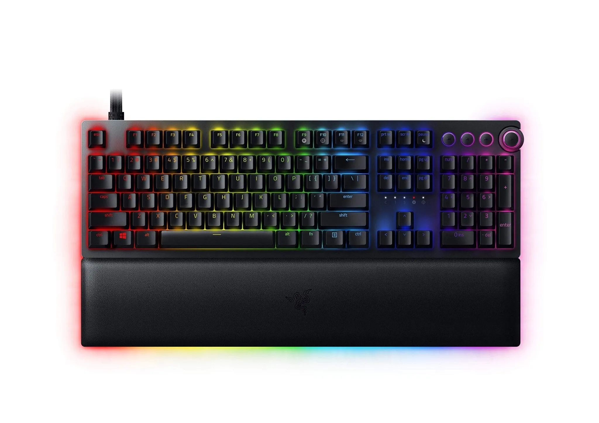 Razer Huntsman V2 Optical Gaming Keyboard: Fastest Linear Optical Switches Gen-2 w/ Sound Dampeners & 8000Hz Polling Rate - Doubleshot PBT Keycaps - Dedicated Media Keys & Dial - Ergonomic Wrist Rest