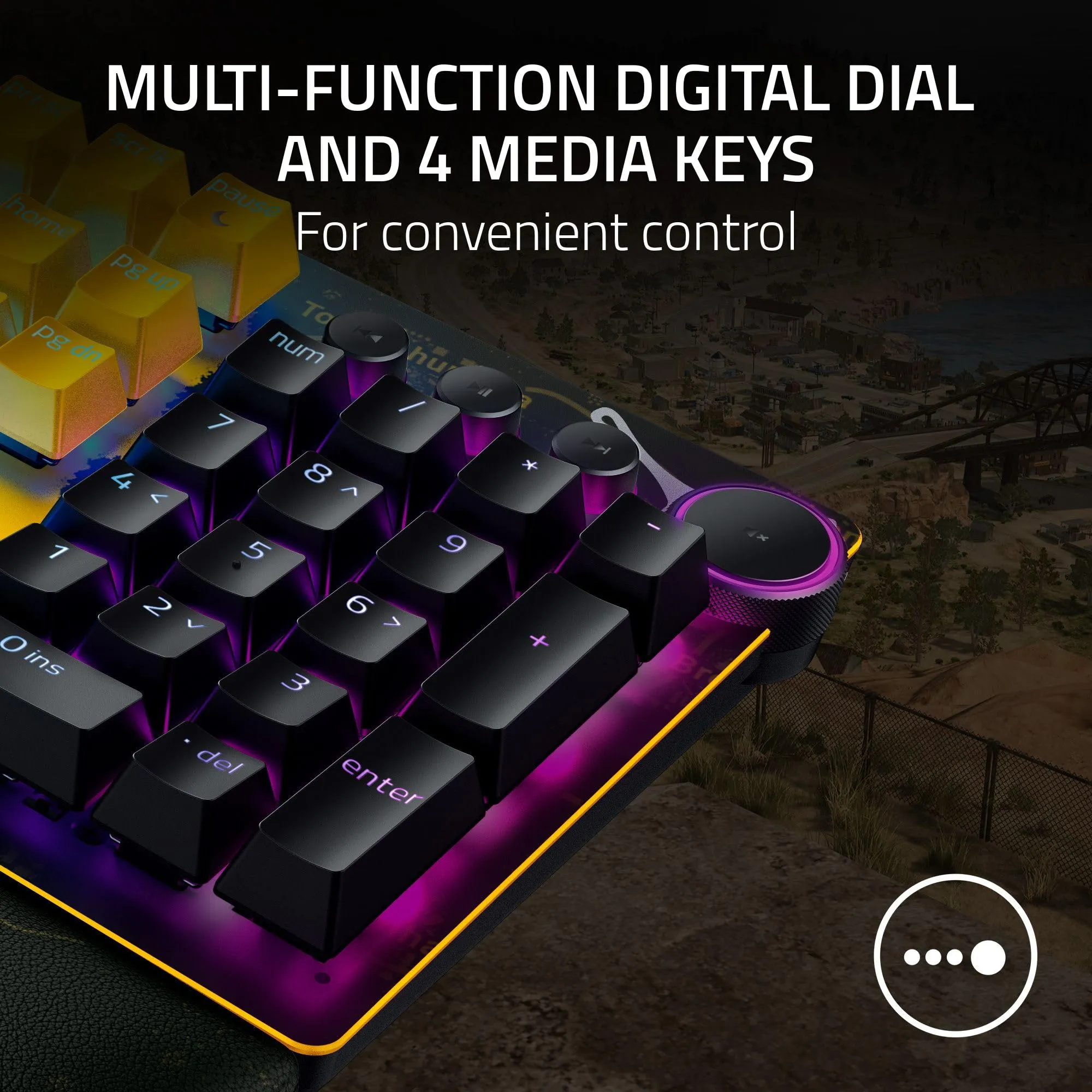 Razer Huntsman V2 Optical Gaming Keyboard: Fastest Linear Optical Switches Gen-2 w/ Sound Dampeners & 8000Hz Polling Rate - Doubleshot PBT Keycaps - Dedicated Media Keys & Dial - Ergonomic Wrist Rest