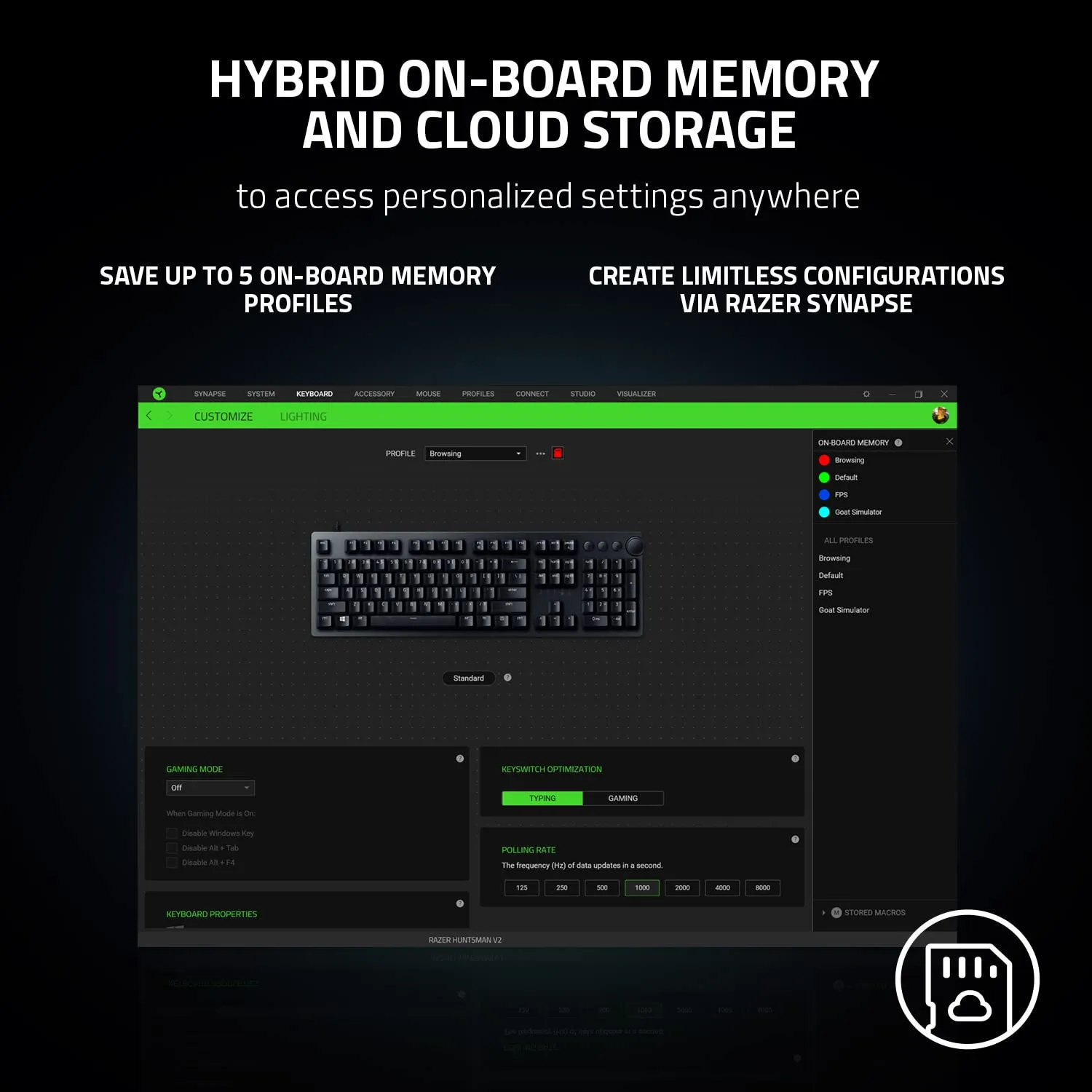 Razer Huntsman V2 Optical Gaming Keyboard: Fastest Linear Optical Switches Gen-2 w/ Sound Dampeners & 8000Hz Polling Rate - Doubleshot PBT Keycaps - Dedicated Media Keys & Dial - Ergonomic Wrist Rest