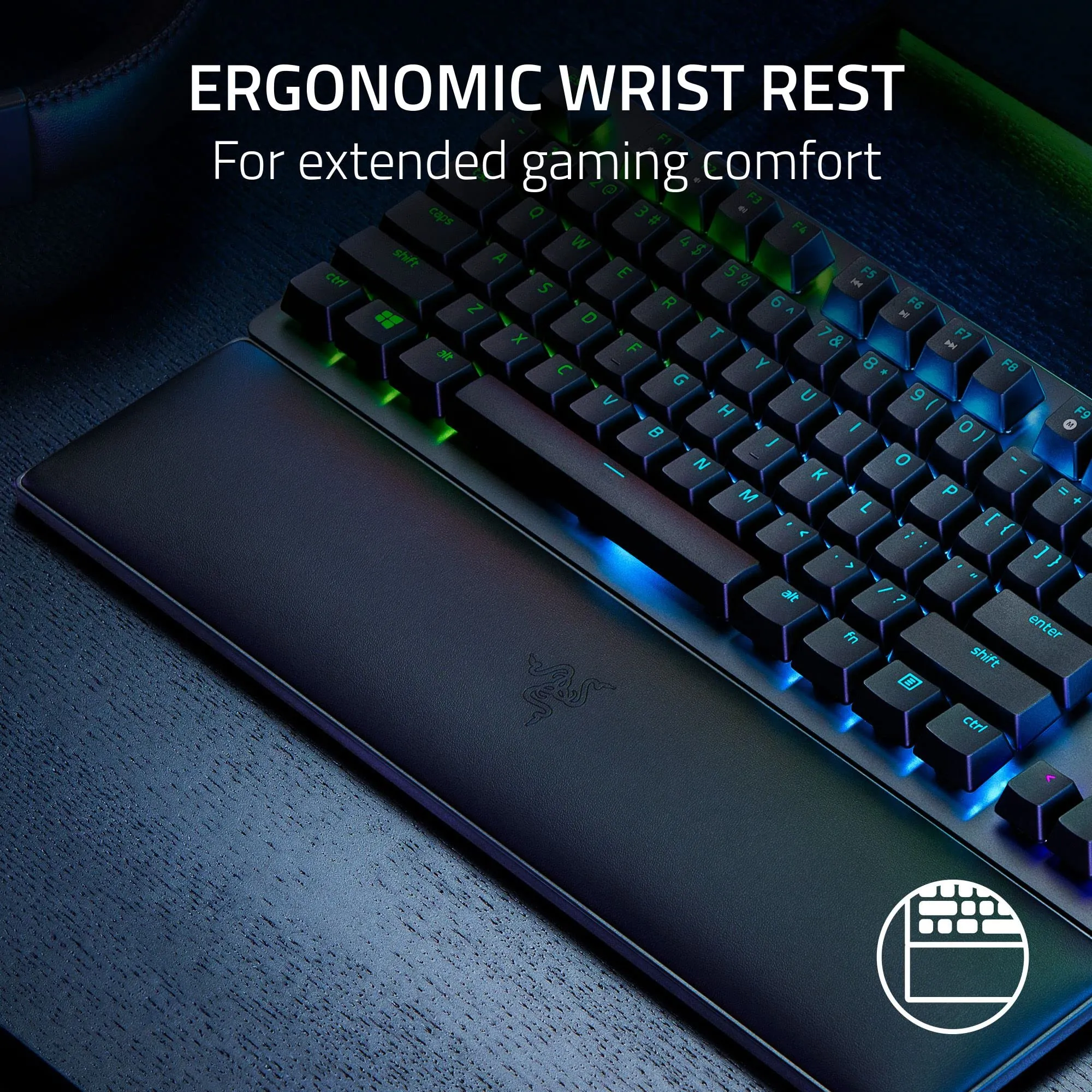 Razer Huntsman V2 Optical Gaming Keyboard: Fastest Linear Optical Switches Gen-2 w/ Sound Dampeners & 8000Hz Polling Rate - Doubleshot PBT Keycaps - Dedicated Media Keys & Dial - Ergonomic Wrist Rest